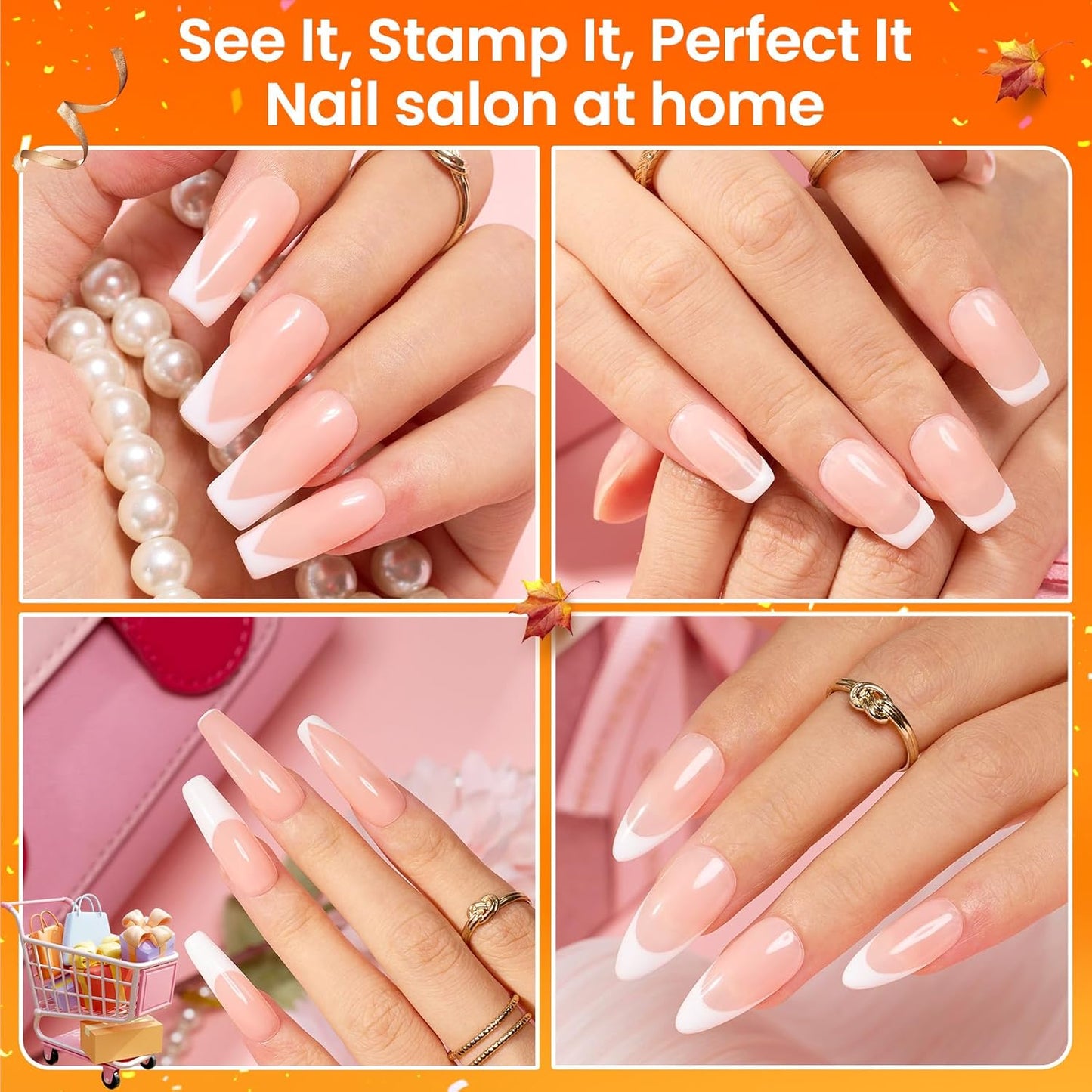 Beetles Nail Stamp 3Pcs Silicone French Tip Nail Stamp Kit with Replacement Nail Stamper Heads and Scrapers Soft Silicone Nail Printing Tool for Home Manicure Diy Nail Art Salon Gifts for Girls