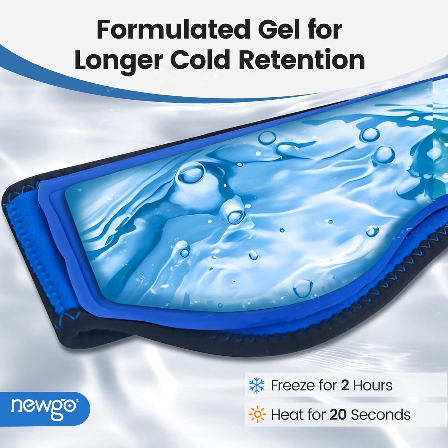 NEWGO Headache Ice Pack Head Wrap for Migraines, Cold Pack for Headache Relief, Tension, Sinus Pain, Chemo, Head Injuries - 2 Gel Pack Inserts & 1 Wrap