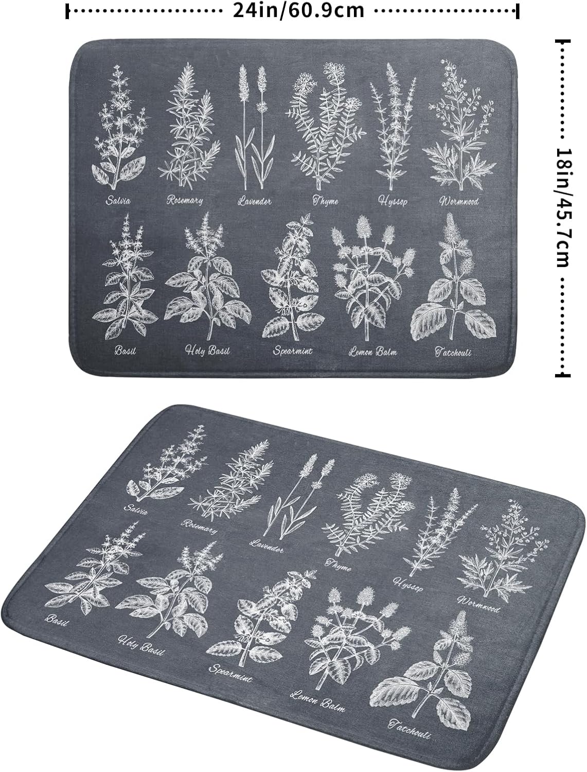 Flower Herbs Dish Drying Mat Wild Plant Dish Rack Mat with Hanging Loop Fast Dry Dish Drainer Pad for Kitchen Counter Sink 18x24 Inch