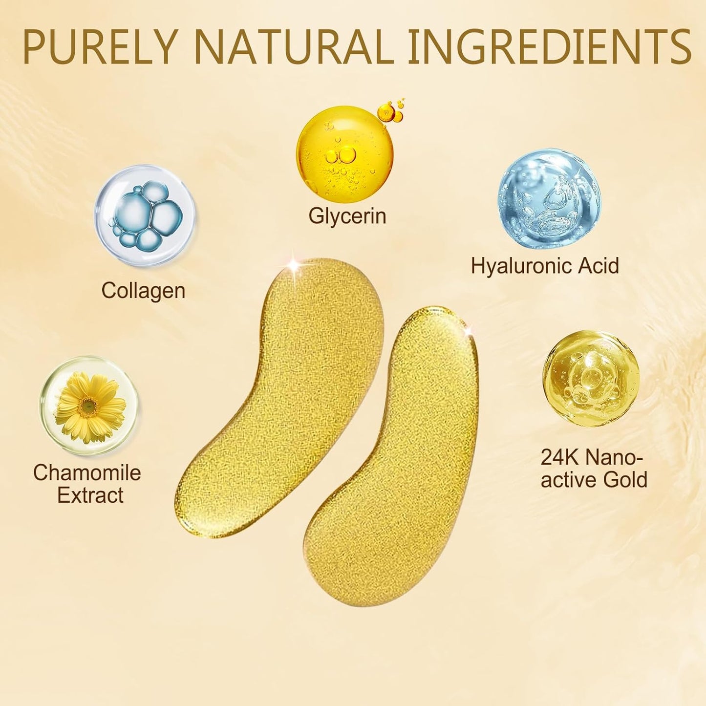 Under Eye Patches (30 Pairs), Collagen Skin Care Products,24K Gold Under Eye Mask for Puffy Eyes,Dark Circles,Undereye Bags and Wrinkles,Natural Ingredients.