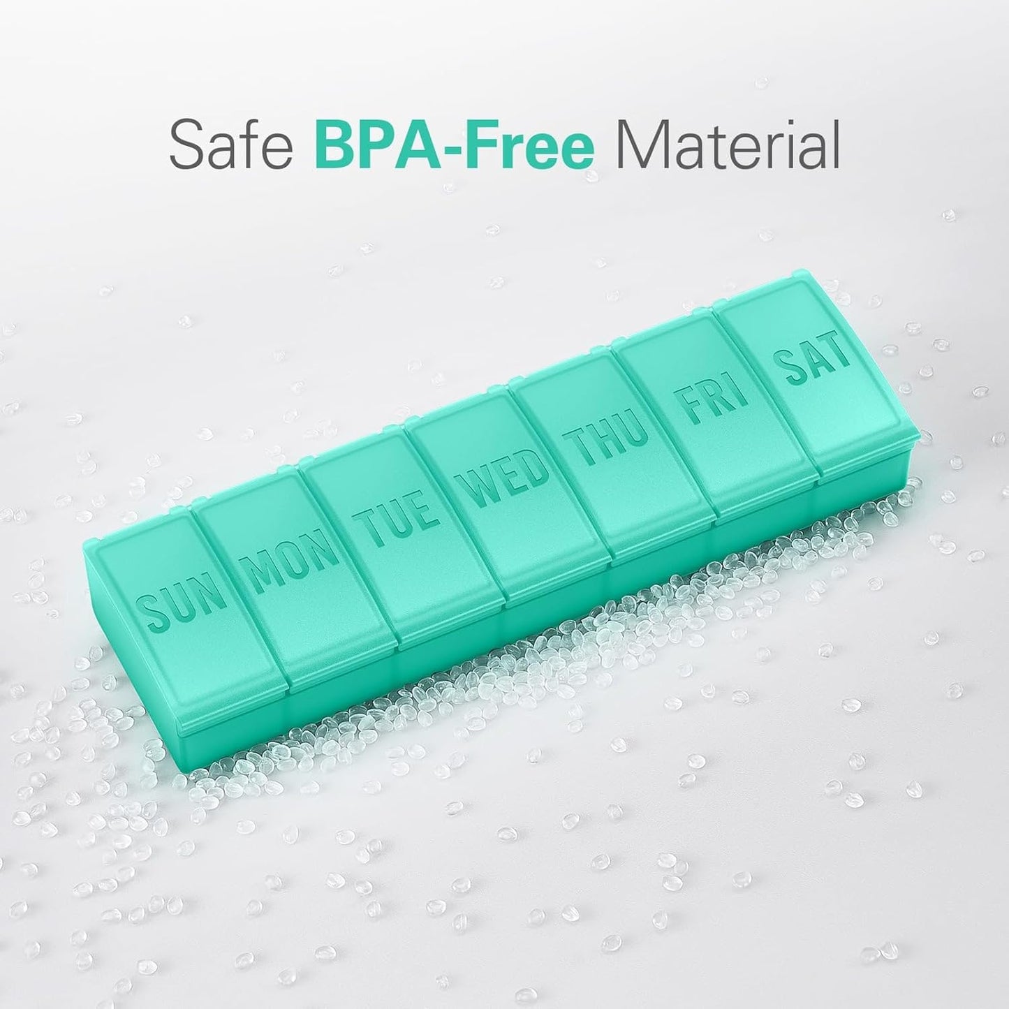 Barhon Pill Organizer Large, Weekly Medicine Pill Organizers, 7 Day Pills Box Case Travel for Big Vitamin Supplements Fish Oil, Green