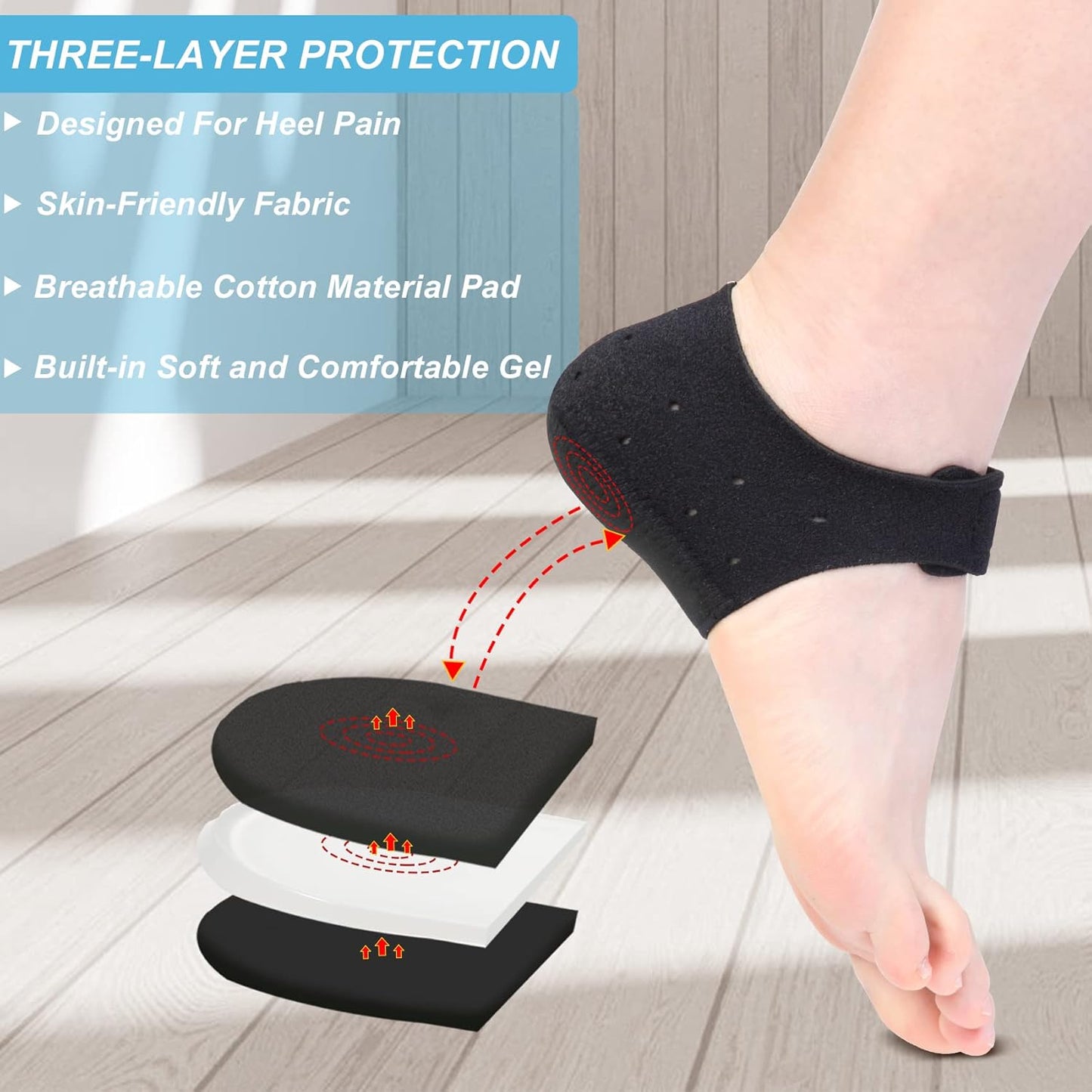 Thicker Heel Cushion Cups for Heel Pain Relief, Plantar Fasciitis & Heel Spur Support, Inserts for Pressure Sores