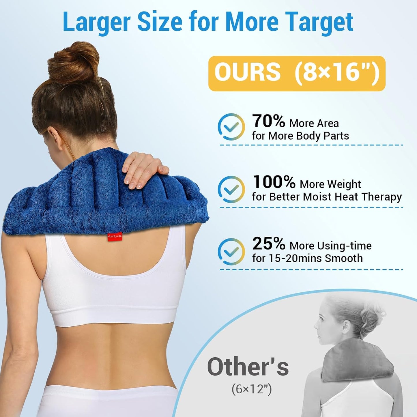 Comfytemp Microwavable Heating Pad for Pain Relief, 8"x16" 2.18 LB Hot Pack Moist Heat Physical Therapy for Neck Shoulder, Cramps, Muscle Aches, Joints, Warm Compress Recovery Gifts