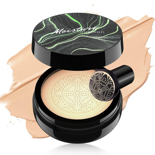 Mushroom Head Air Cushion CC Cream - Tattoo Cover up Makeup Waterproof Long-Lasting Moisturizing Concealer Foundation, Even Skin Tone for All Skin Types (Natural)