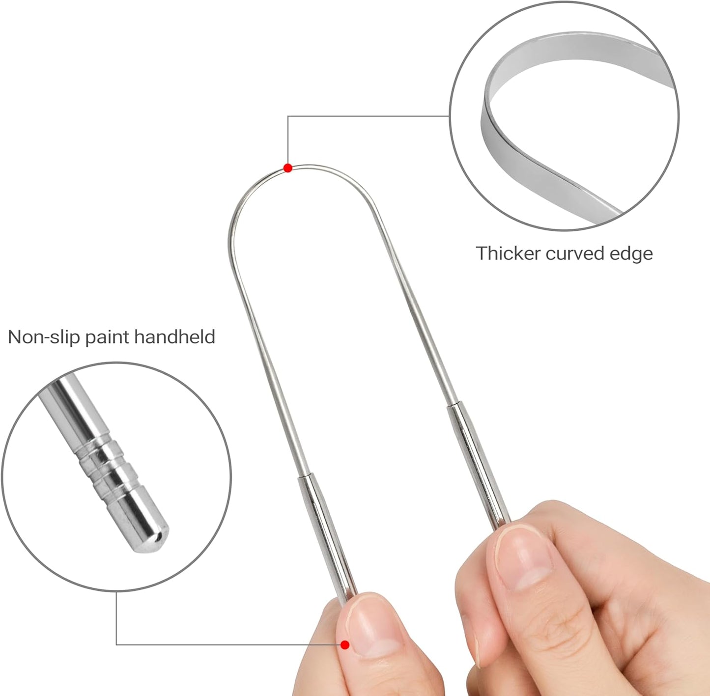 Stainless Steel Tongue Scraper Set, 2 Pack with Travel Cases, Professional Oral Care Tool