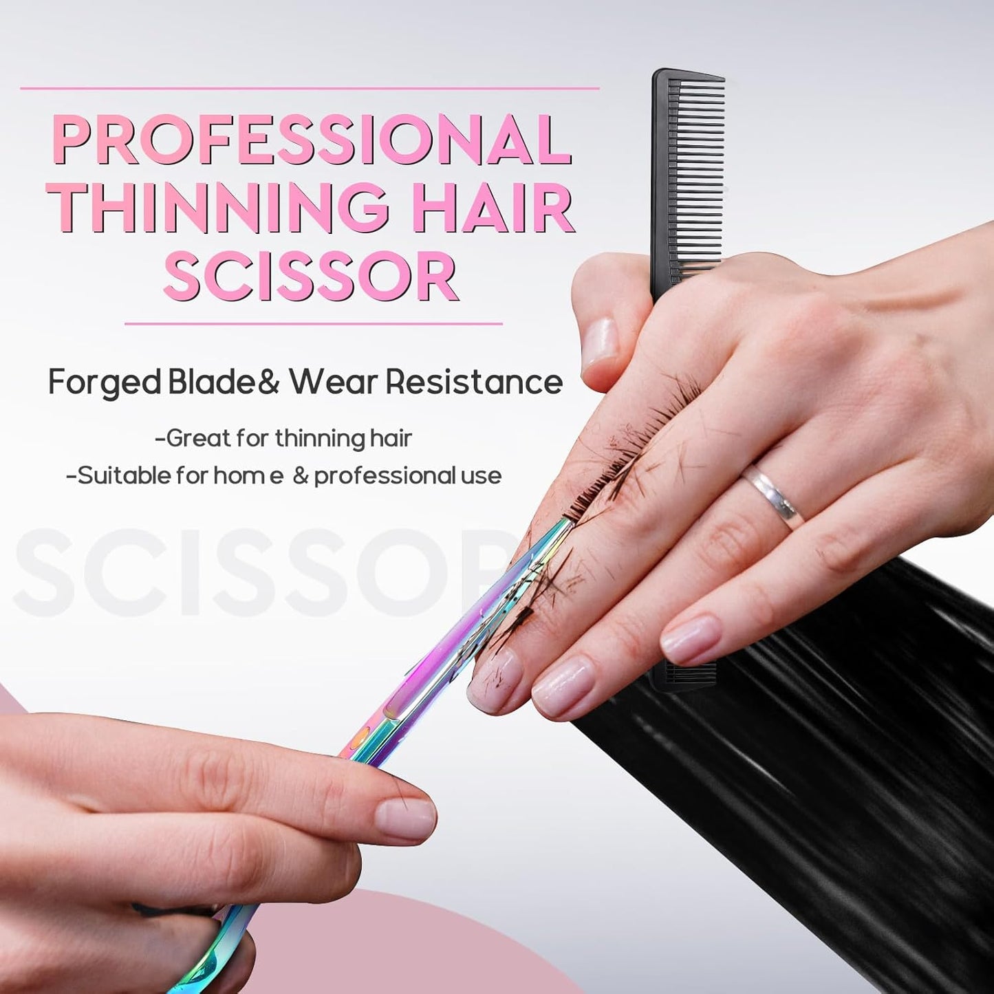 JASON Professional 10-Piece Haircut Scissors Kit - Texturizing Scissors with 30 Teeth, Straight Shears for Barber, Hairdresser, Men, Women, Stylist (6.7", Rainbow)