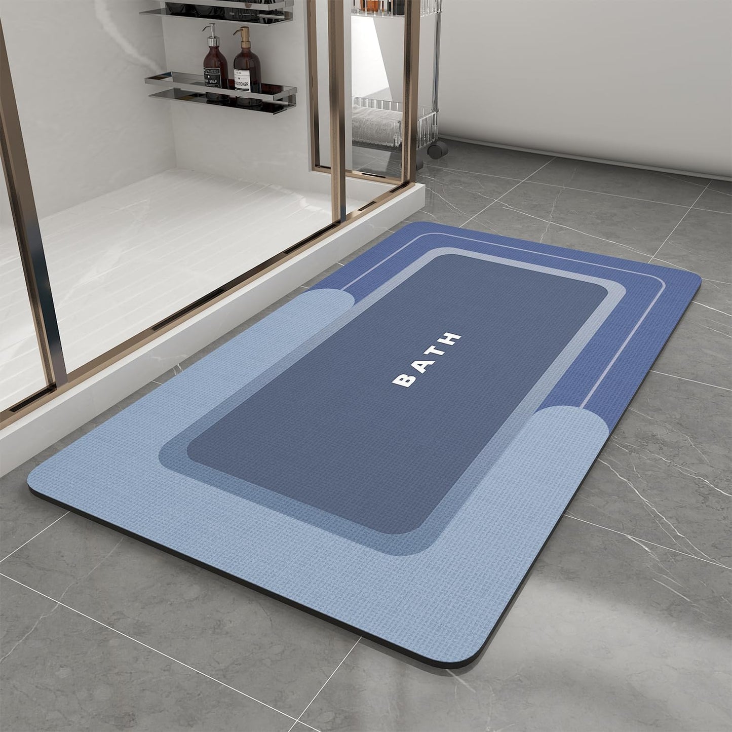 Bath Mat-Bathroom Mat Rug Non Slip Super Absorbent Stain Resistant Quick Dry Thin Bathroom Rug-Bath Mats for Bathroom Floor Bathtub Vanity-Bathmat Bath Rug Easy Care-24"x35",Navy