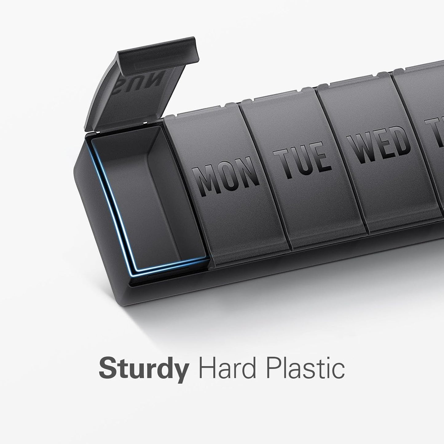 Barhon Pill Organizer Large, Weekly Medicine Pill Organizers, 7 Day Pills Box Case Travel for Big Vitamin Supplements Fish Oil, Black