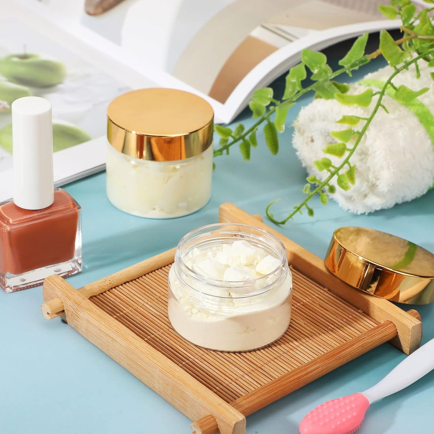 SATINIOR 36 Pieces 4 oz Plastic Jars with Lids Wide Mouth Airtight Reusable Container Acrylic Cosmetic Small Jars for Lotions Ointments Travel Toiletries Creams Make up Storage(Gold)