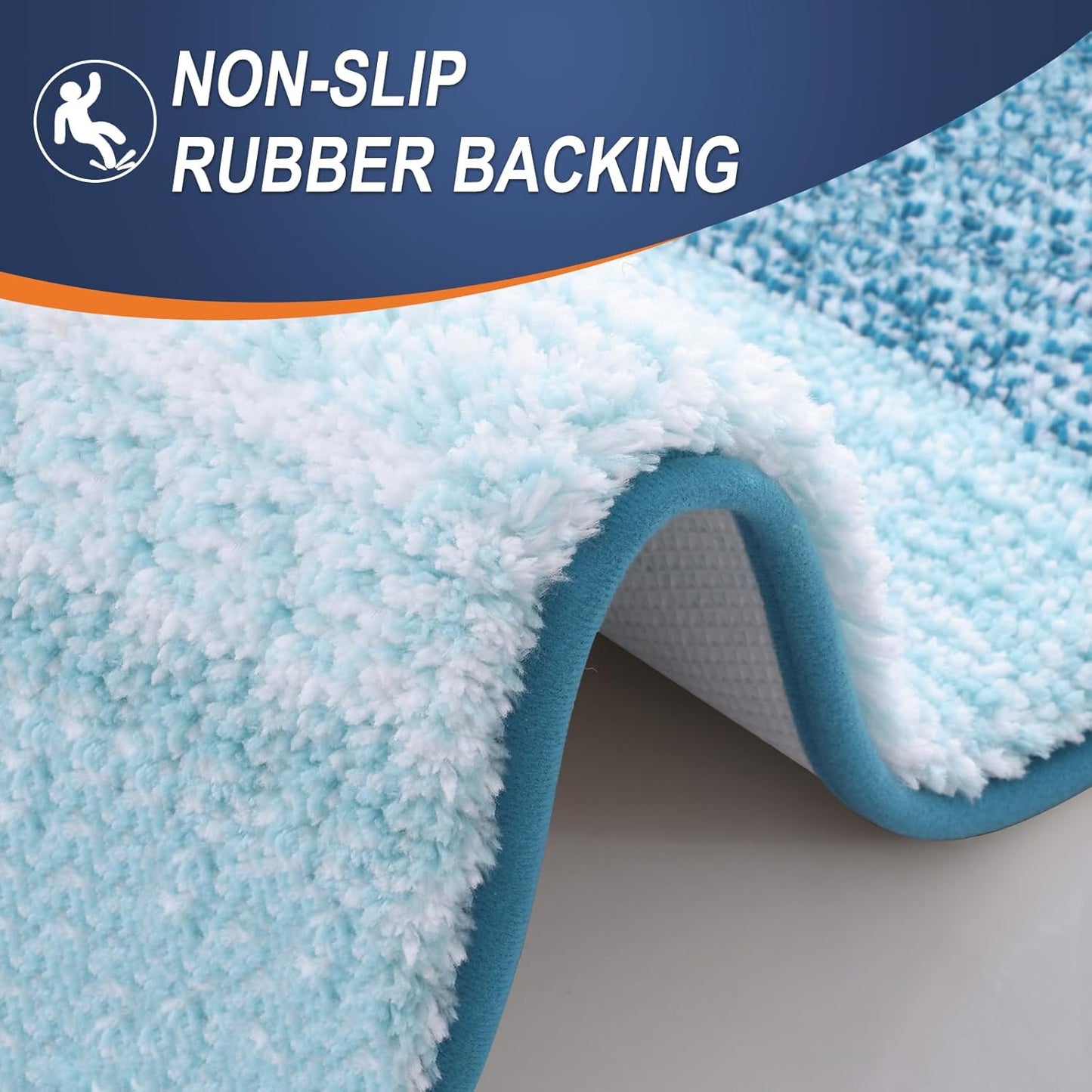 OLANLY Bathroom Runner Rugs 54x24, Extra Soft Absorbent Microfiber Bath Rugs, Rubber Backing, Quick Dry, Washable Bath Mats for Bathroom Floor, Tub and Shower, Home Decor Accessories, Peacock Blue