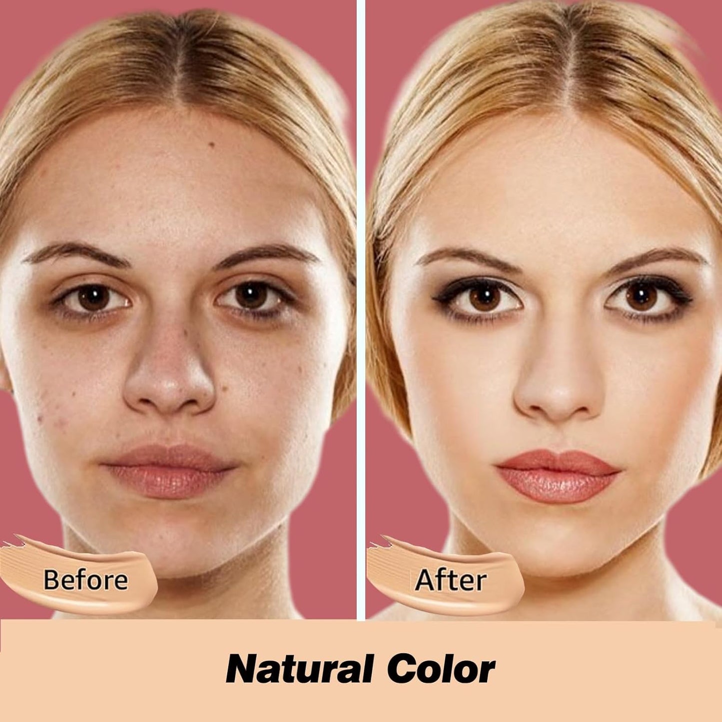 CC Cream Foundation Mushroom Head Air Cushion Face Makeup Moisturizing Concealer Waterproof Oil Control Long-Lasting Nude Makeup Even Skin Tone for All Skin Types (Nature)