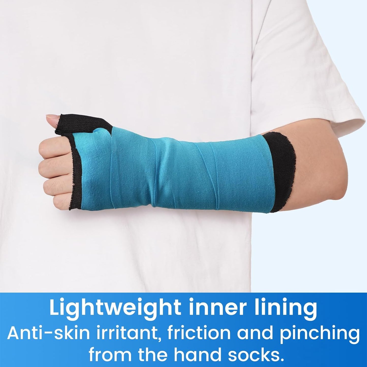 Hand Socks for Splint (Pack of 10), Elastic Cotton Stockinette Tubing, Surgical Sleeves for Arm, Wrist and Thumb Sleeve Under Brace, Cast Wrap Liner for Men & Women, Fit Left & Right Hands(Black, M)