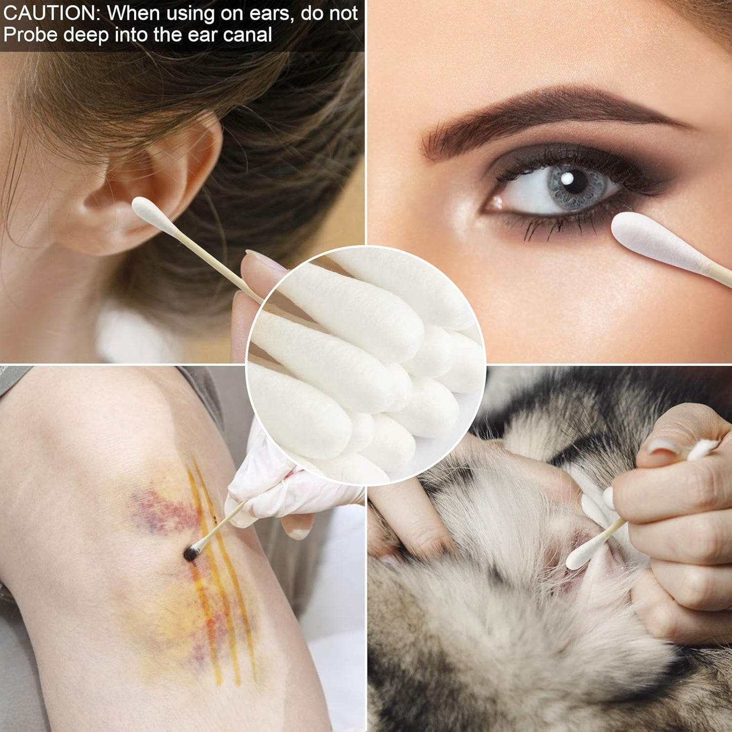 Bamboo Cotton Swabs 400 count, Organic Cotton Swab Round Tips, Natural Wooden Cotton Buds for Ears, Double Heads Ear Sticks Travel, Makeup Remover