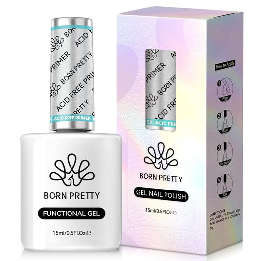 Born Pretty Nail-Primer, Acid Free Natural Nail Bond Nail-Primer for Gel Nail Polish, Non Acid Nail-Primers for U V Gels, Fast Drying Prep Dehydrator Base Varnish Manicure Bonder Liquid 15ml