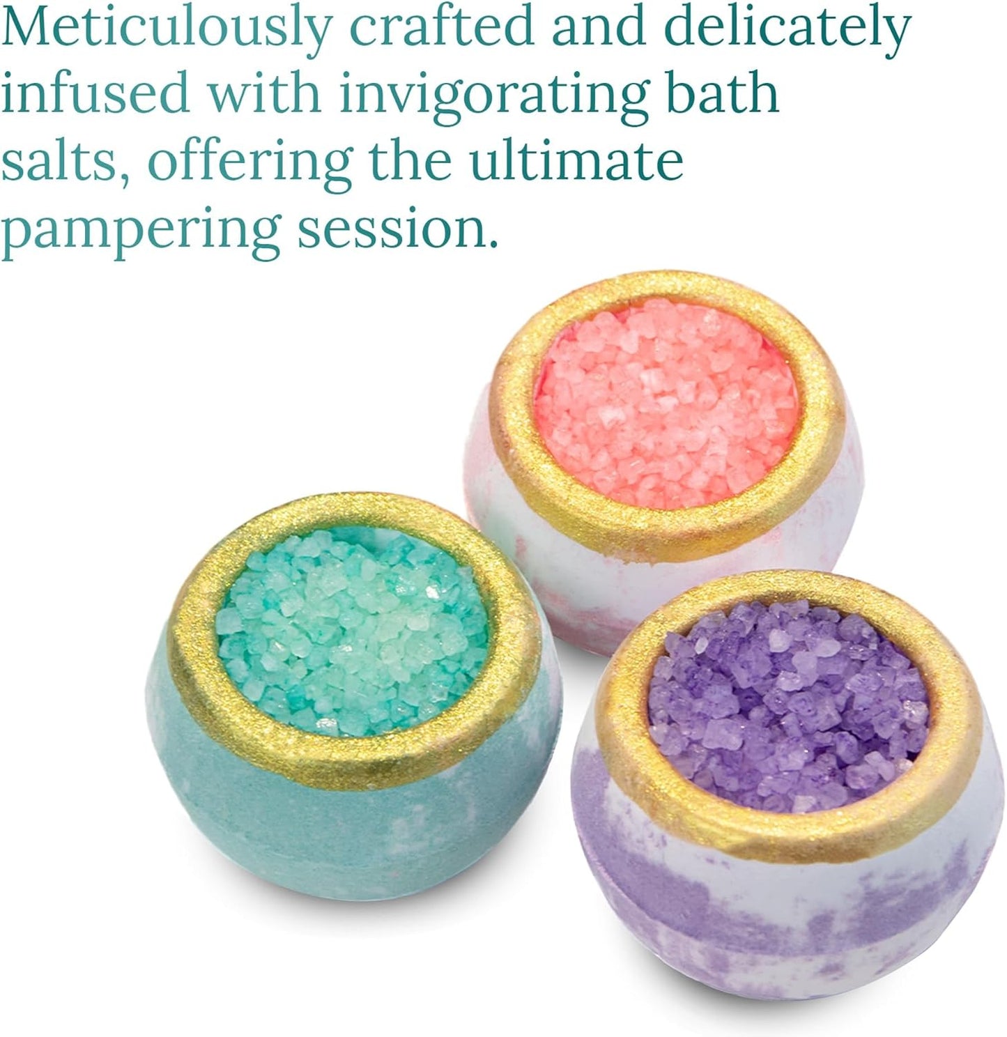 Crystal Bath Bombs (6 Pack) Luxurious Aromatherapy Bath Bombs Enriched with Nourishing Bath Salts for Silky Smooth Skin & Pleasantly Scented for an Immersive Zen-Like Experience