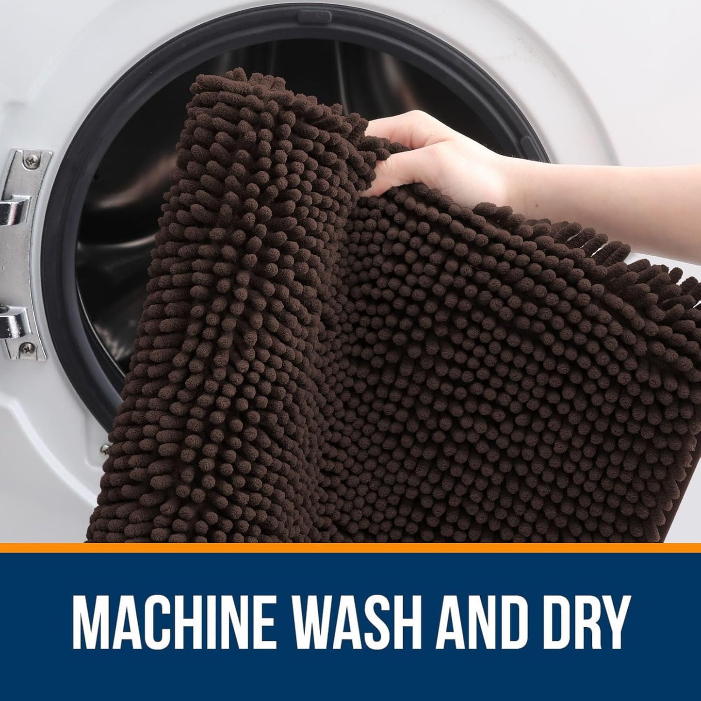 OLANLY Bathroom Rugs 59x20, Extra Soft Absorbent Chenille Bath Rugs, Rubber Backing Quick Dry, Machine Washable Bath Mats for Bathroom Floor, Tub and Shower, Home Decor Accessories, Brown