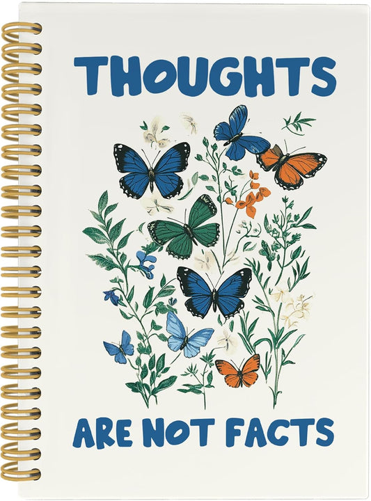 Psychology Therapist Gifts Journal Notebook, Mental Health Therapy Office Supplies, School Counselor Vintage Butterfly Hardcover Spiral Notebook 5.5x8.3 Inch