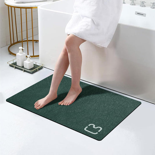 Bath Mat Rugs - Bath Mats for Bathroom Non Slip Absorbent Quick Dry Rubber Backed Thin Bath Rug - Bathroom Floor Mat Bathmat Stain Resistant Easy Care, Machine Washable 17"x27.5", Dark Green