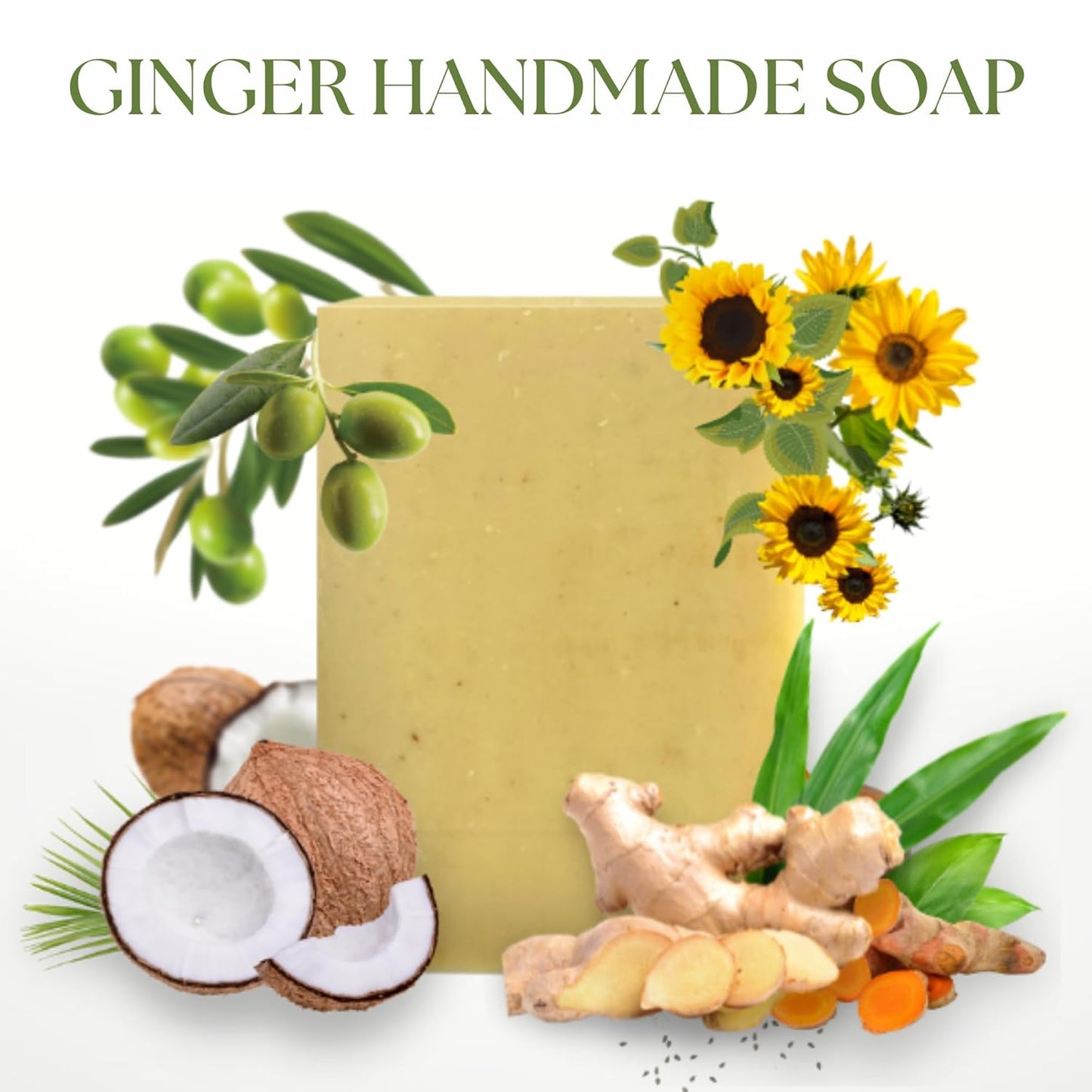 Ginger Soap Lymphatic Drainage Pack 3 - Anti-Cellulite Skin Tightening - Natural Ingredients Detox Soaps for Deep Clean Shower, Detoxification, Rejuvenating