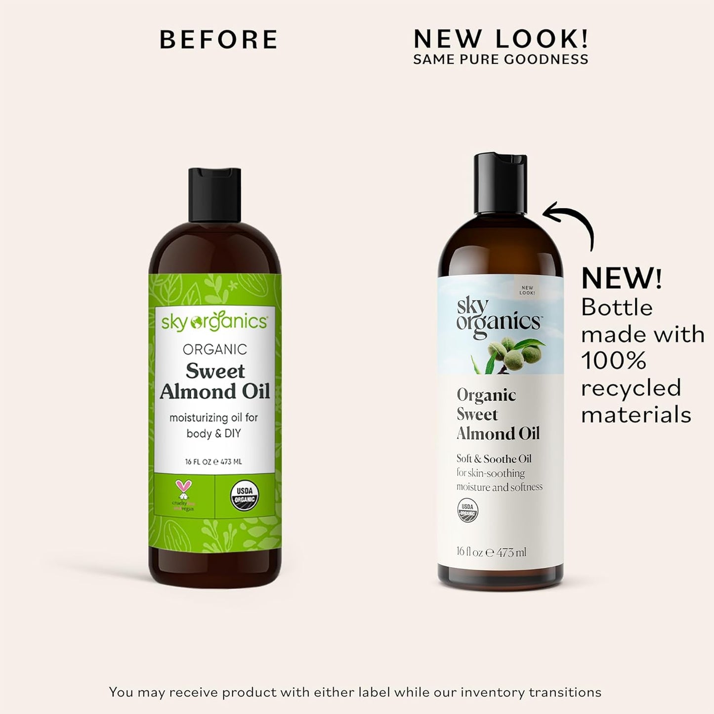 Sky Organics - Organic Sweet Almond Oil, 16 fl oz - Soft & Soothe Oil - Skin Moisturizer - Silky, Lightweight Texture - 100% Pure - Non-Greasy - Natural, Vegan, & Cruelty Free - Beauty & Self Care