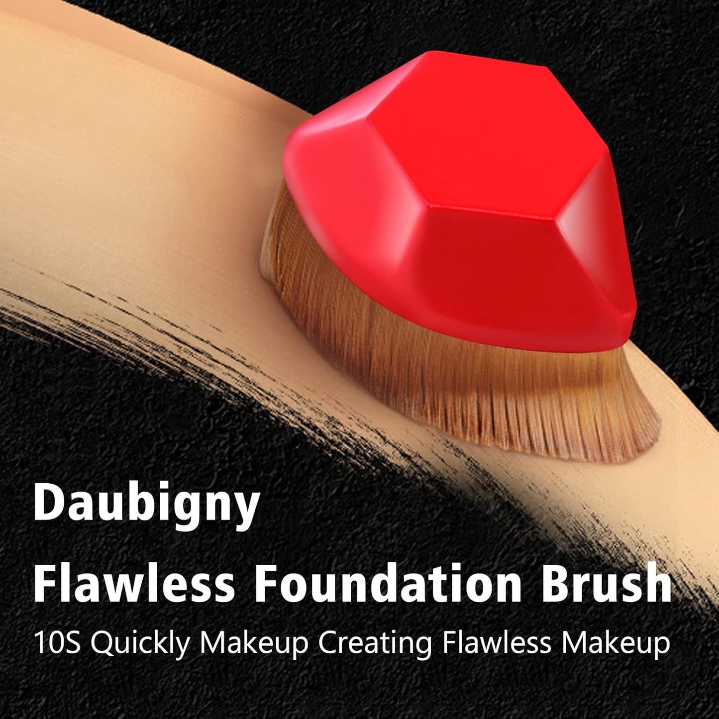 Foundation Brush, Daubigny Perfect Makeup Brush for Face Blush Liquid Powder Foundation Brush for Blending Liquid, Cream or Flawless Powder Cosmetics with Protective Case (Red)