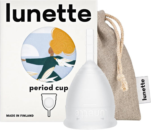 Lunette Menstrual Cup – Best Reusable Period Cup – Wear for 12 Hours and Reuse up to 10 Years, Clear Size 1 for Light to Moderate Flow