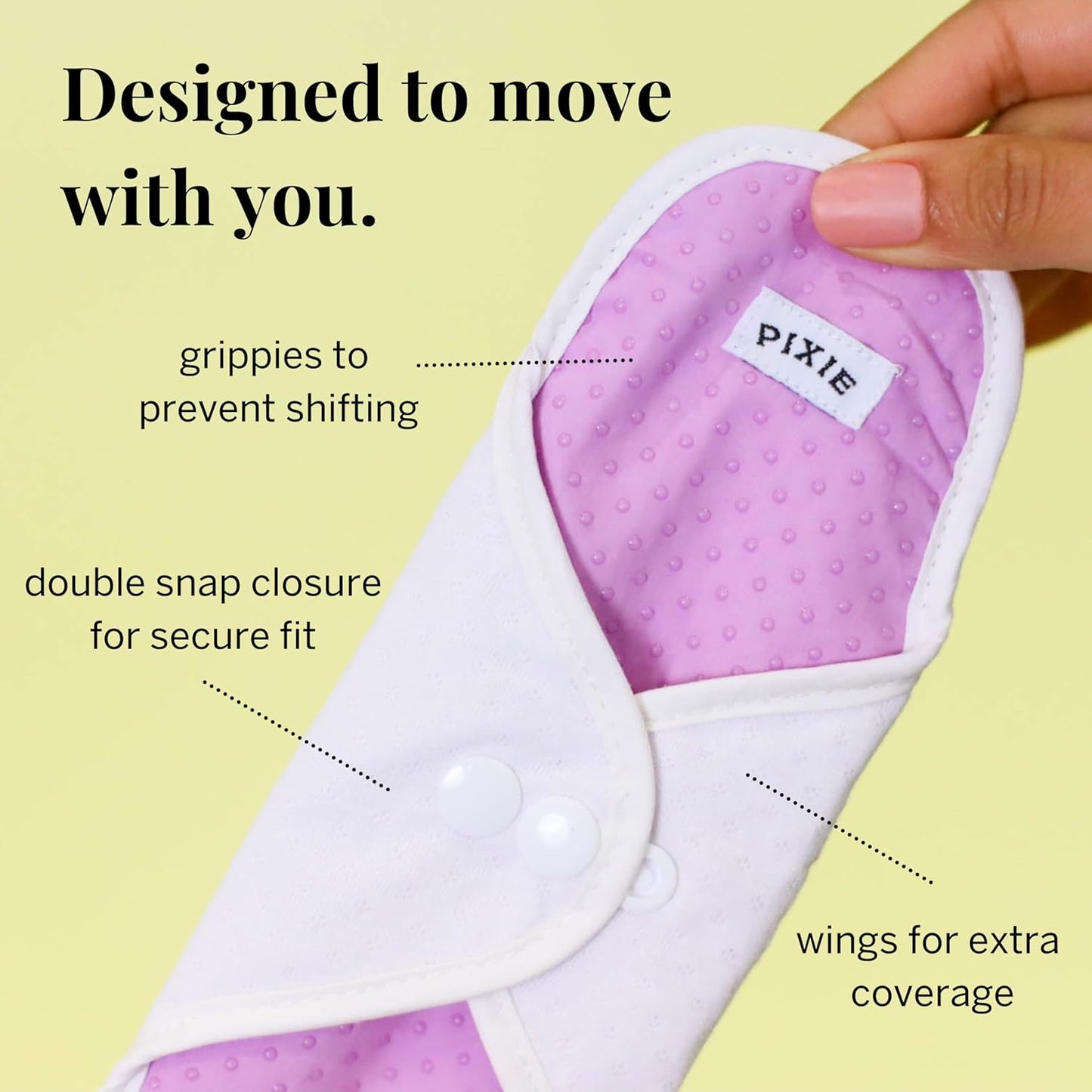 Pixie Cotton Cloth Pads - 100% Organic Reusable Cotton -Ranked 1 for Softest Menstrual Sanitary Napkins - Machine Washable & Includes Free Wet Bag - Menstrual Liner (Mini)