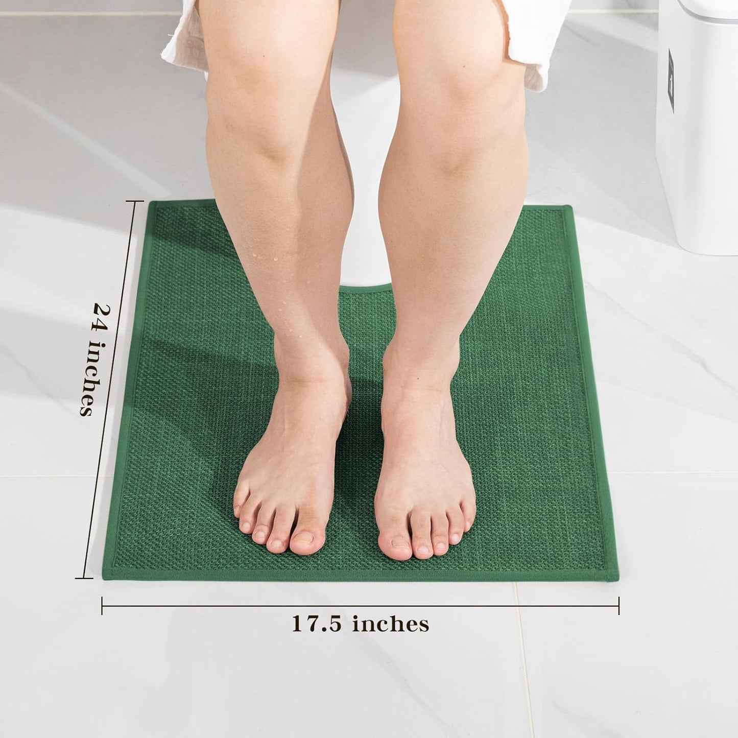 chakme Bathroom Rugs Mat U-Shaped 24x17, Ultra ThinNon Slip Bath Mat Small Quick Dry Absorbent Bath Matfor Bathroom Floor, (Dark Green, U-24"x17")