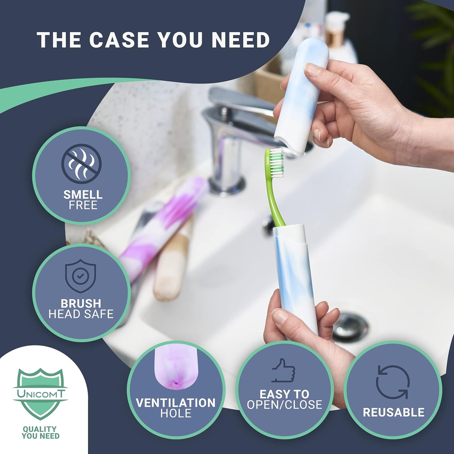 4 Pack Elite Travel Toothbrush Case with Drainage Holes – Portable, Breathable Plastic Toothbrush Holders Travel Covers – Ideal for Camping, Trips & Daily Use – Assorted Colors