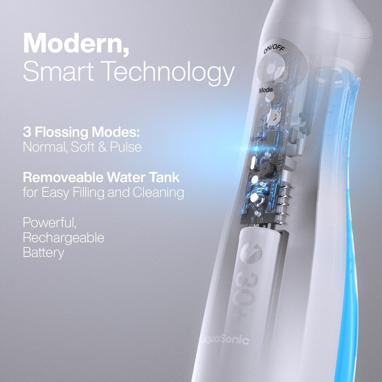AquaSonic Aqua Flosser - Professional Cordless Oral Irrigator with 4 Tips and Travel Bag, IPX7 Waterproof with 3 Modes