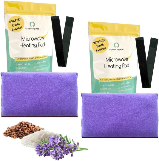 Microwavable Heating Pads for Lower Back, Neck, and Shoulder Pain Relief - Moist Microwave Heating Pad for Muscles and Joints - Microwave Hot Pack Heat Pad for Cramps - 2 Packs Purple - Lavender Scent