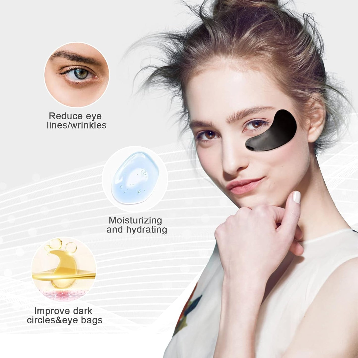 Permotary 30 Pairs Gel Collagen Eye Pads,Crystal Collagen Under Eye Mask for Moisturizing,Reducing Fine Lines&Dark Circles& Puffy Eyes Under Eye Patch for Women Men, Black