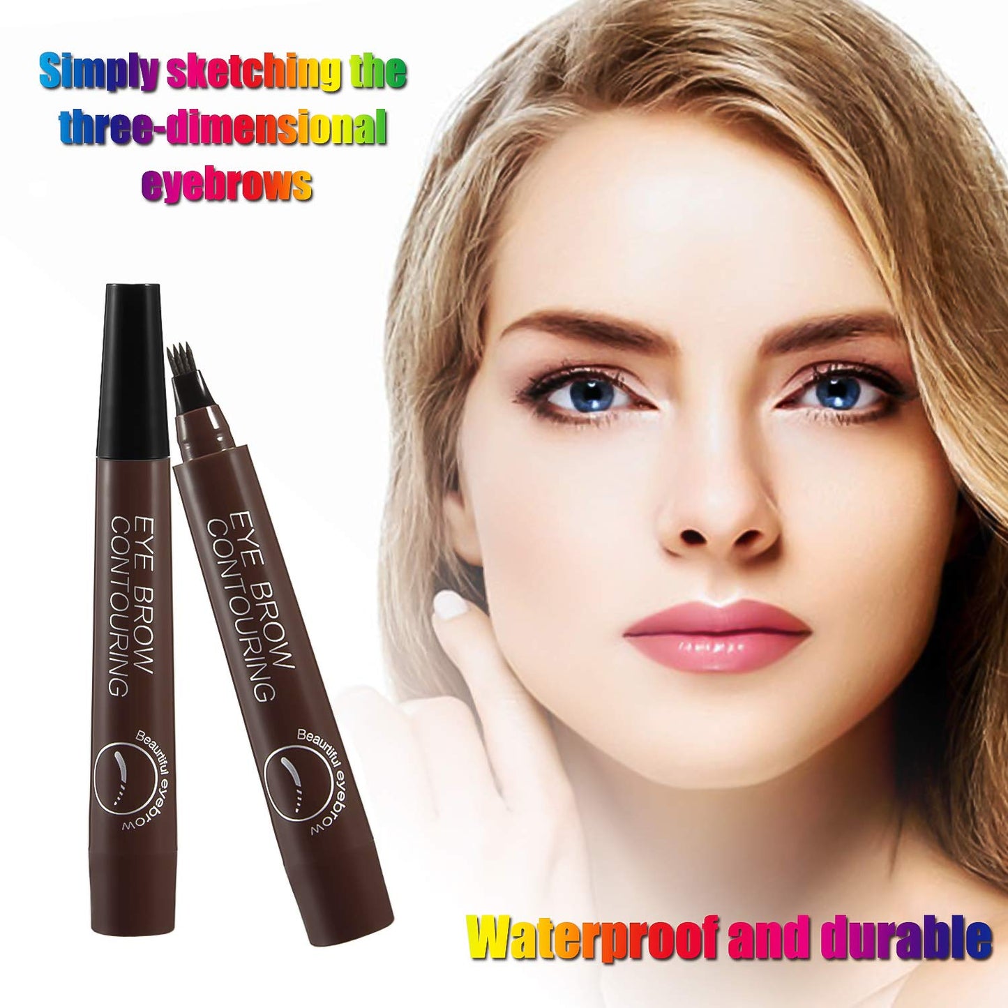Liquid Eyebrow Pen, Waterproof Microblading Eyebrow Pencil with a Micro-Fork Tip Applicator, Creates Natural Looking Brows Effortlessly