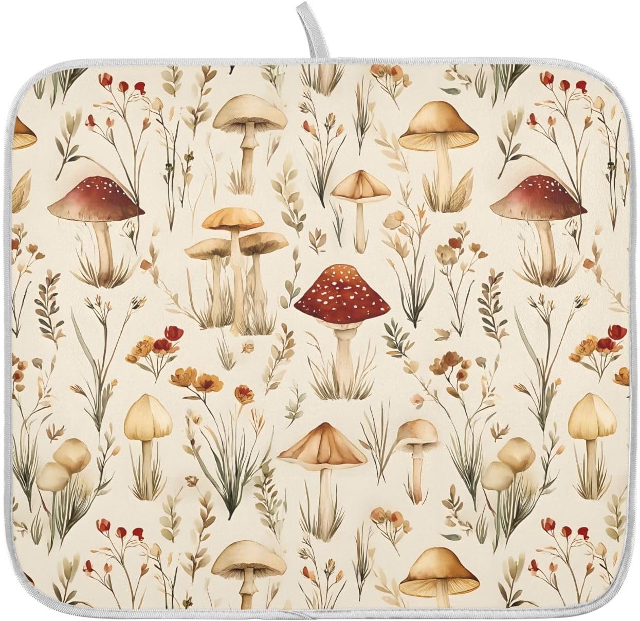 Mushroom Fall Forest Dish Drying Mats for Kitchen Counter Absorbent Microfiber Dish Drying Matt 16 x 18 Inch Draining Reusable Rack Pad