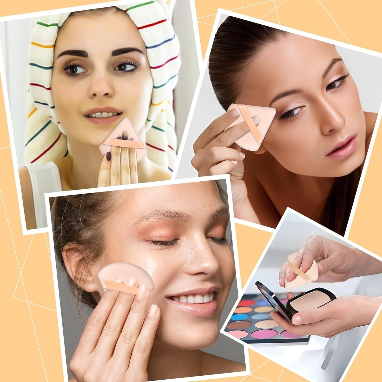 6 Pieces Triangle Powder Puff Soft Makeup Sponge Make Puff for Face Powder Cosmetic Foundation Sponge Makeup Tool Stocking Stuffers for Women (Flesh)