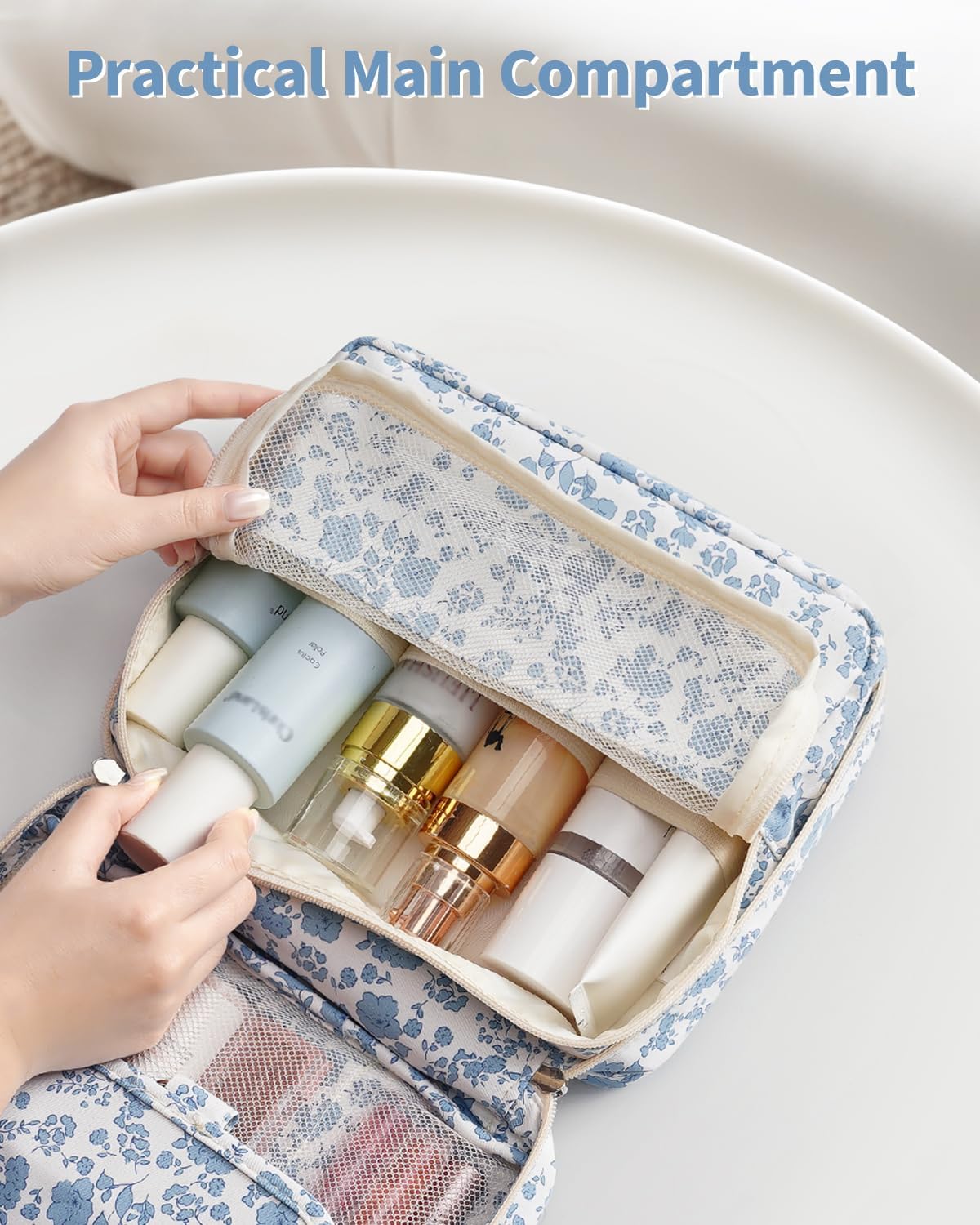 Narwey Small Hanging Travel Toiletry Bag for Women, Travel Bag for Toiletries, Makeup Bag Organizer Cosmetic Bags Make Up Bags for Girls