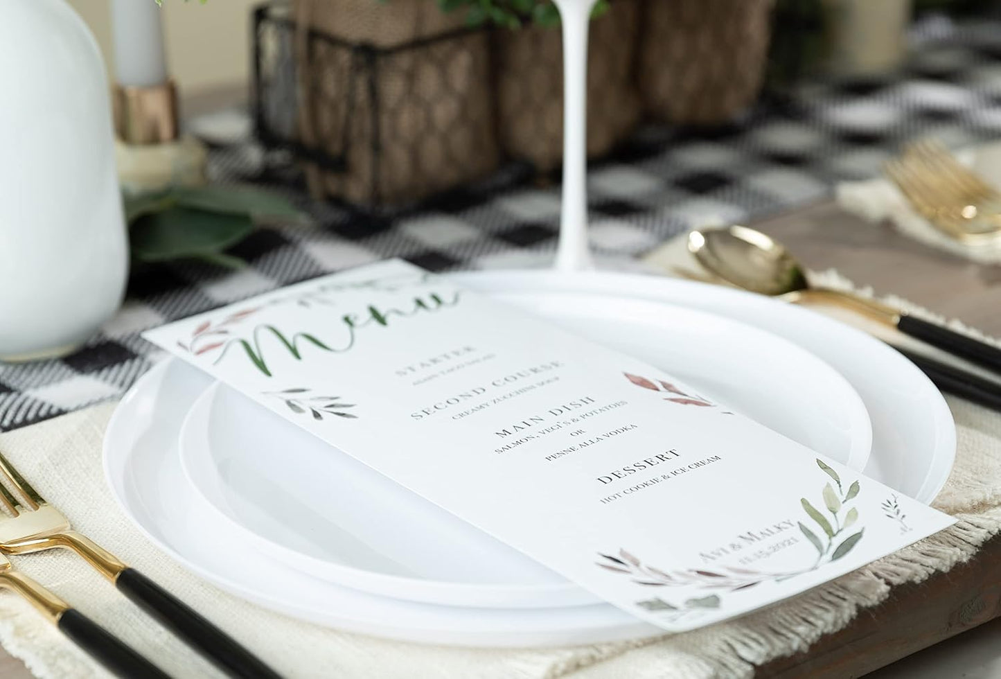 PLASTICPRO [30 Pack 6.3''] White Plastic Party Plates Edge Collection Premium heavyweight Elegant Disposable Tableware Dishes