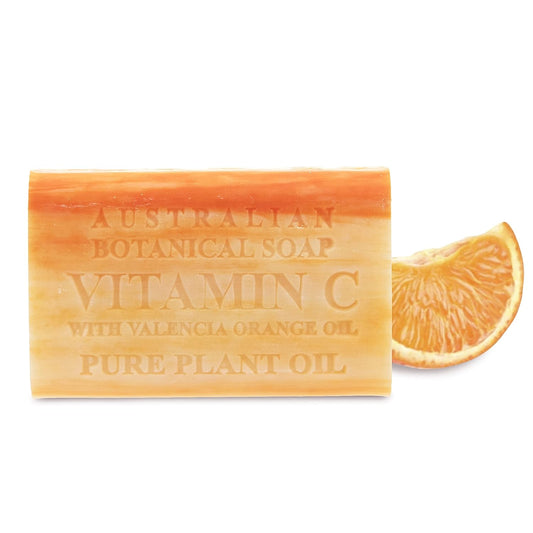 Australian Botanical Soap Vitamin C with Valencia Orange Oil 6.6 oz Triple Milled Luxury Soap Bar Enriched with Shea Butter, Suitable for Men, Women and All Skin Types, Pack of 1