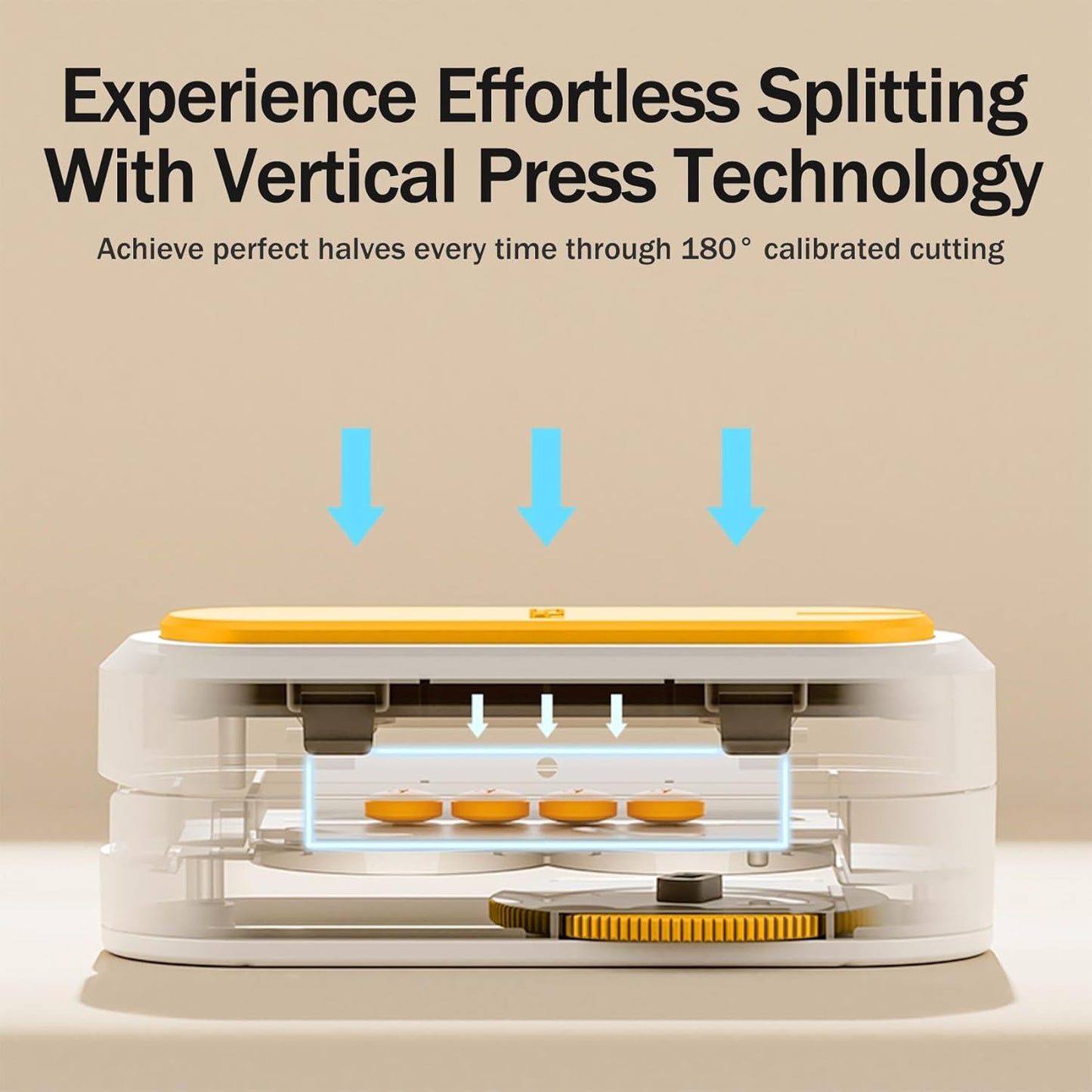 Multiple Pill Cutter - Pill Cutter Splitter for Small Tiny Large Pills Professional | Vertical Press-Down Cutting & Adjustable | Sturdy Blade & Guard | Includes Cleaning Brush (Orange)