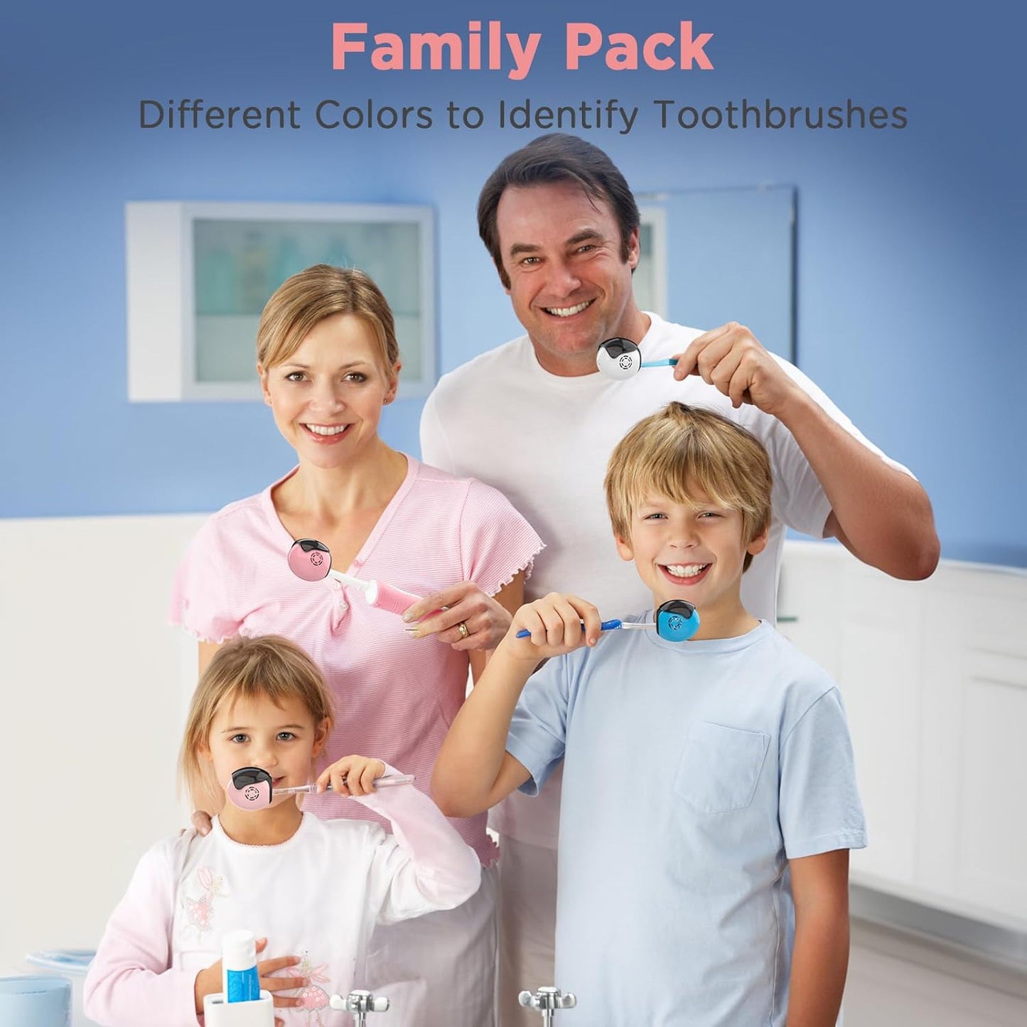 Helmet Toothbrush Covers Caps, Toothbrush Head Protector for Household Travel, Fits Most Manual and Electric Toothbrushes, 4 Count (Blue, White, Pink, Rose Pink)