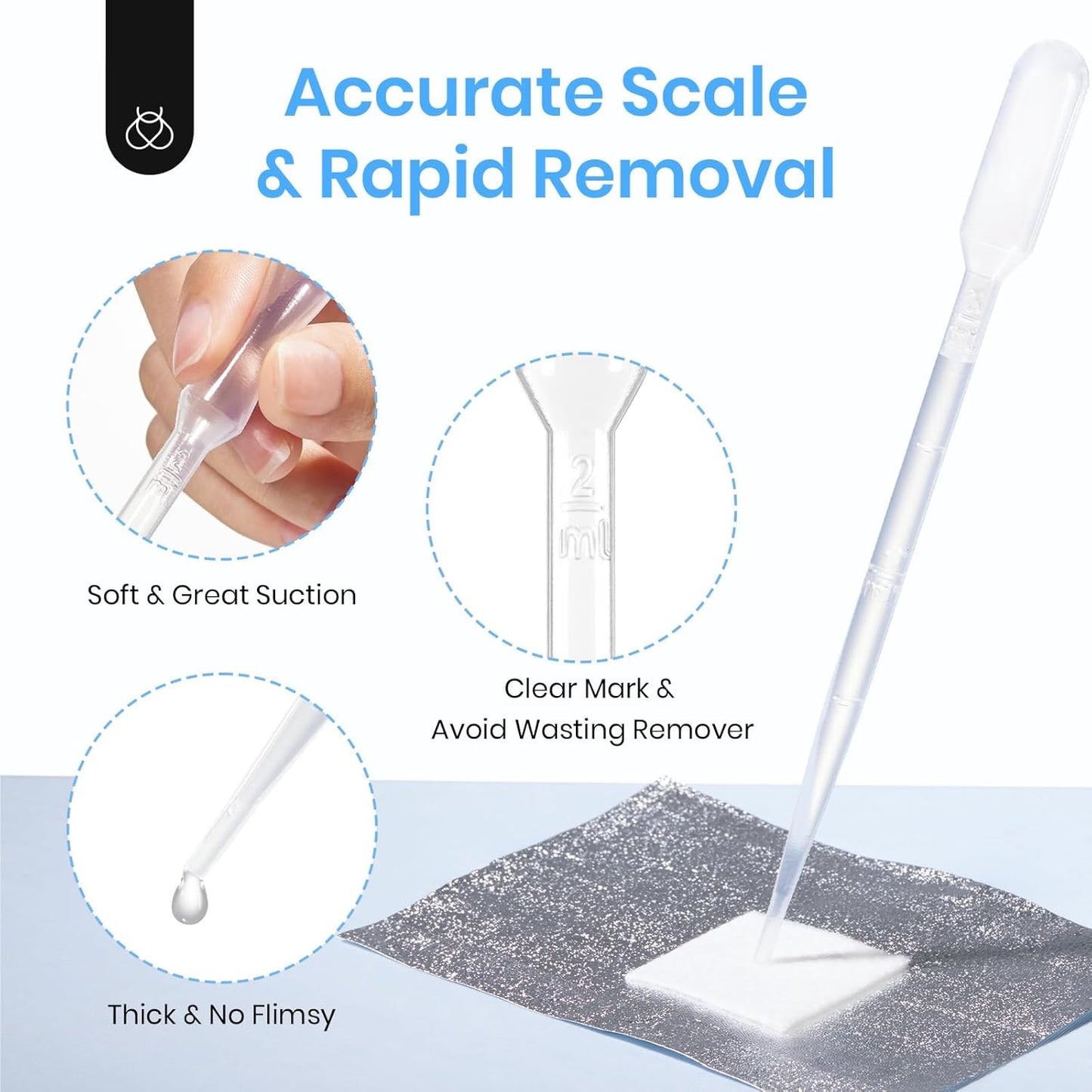 beetles Nail Remover Kit - 200Pcs Nail Soak Off Foil Wraps Gel Nail Polish Remover Tools Larger and Thicker Pre-attached Cotton Pad with Droppers, Easy Manicure Removal for Women Girls