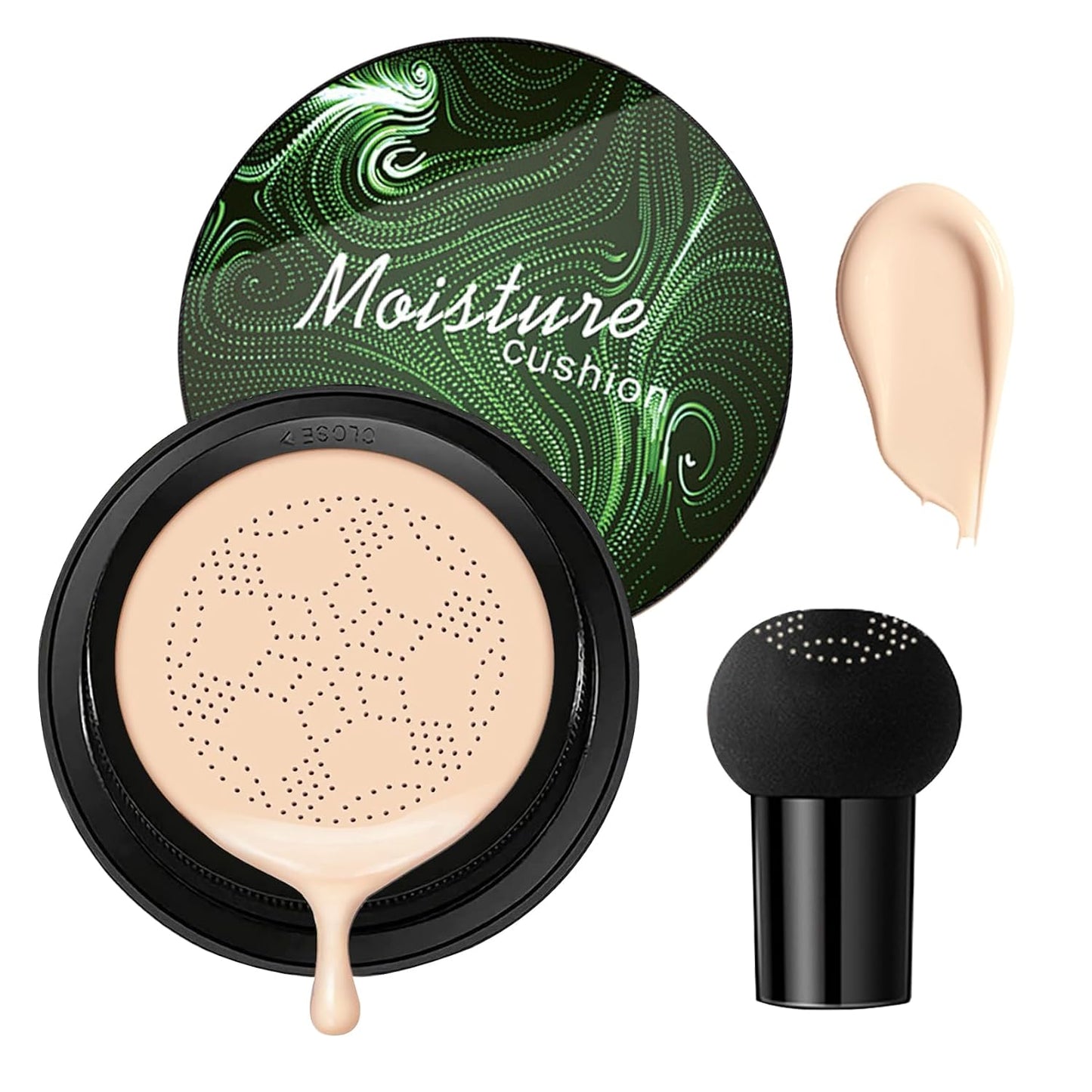 Mushroom Head Air Cushion CC Cream Foundation Makeup,Moisturizing BB Cream Face Makeup Liquid Foundation,Long Lasting Full Coverage Concealer for All Skin Types（Ivory）