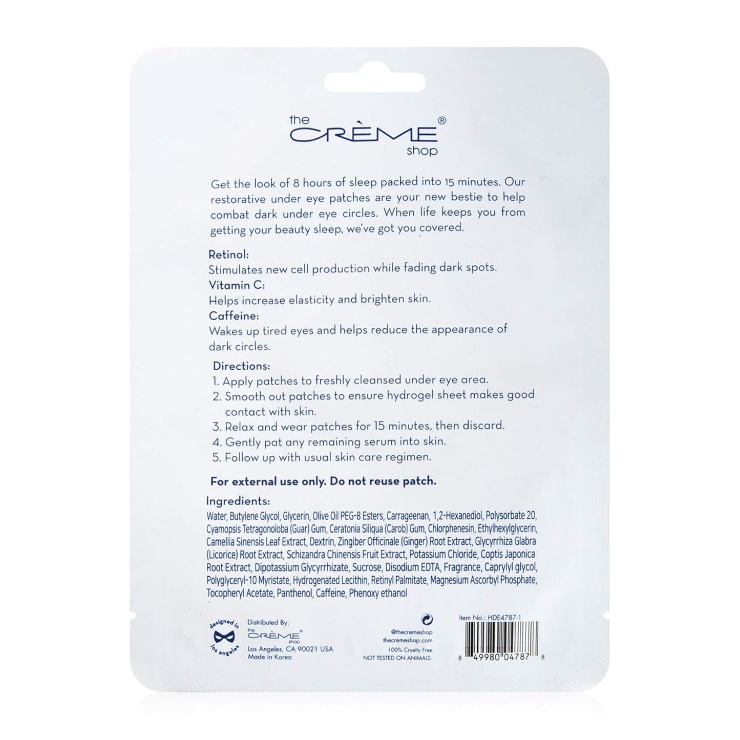 The Crème Shop - Rested Hydrogel Under Eye Patches for Dark Circles - Korean Skincare (3 Pack)