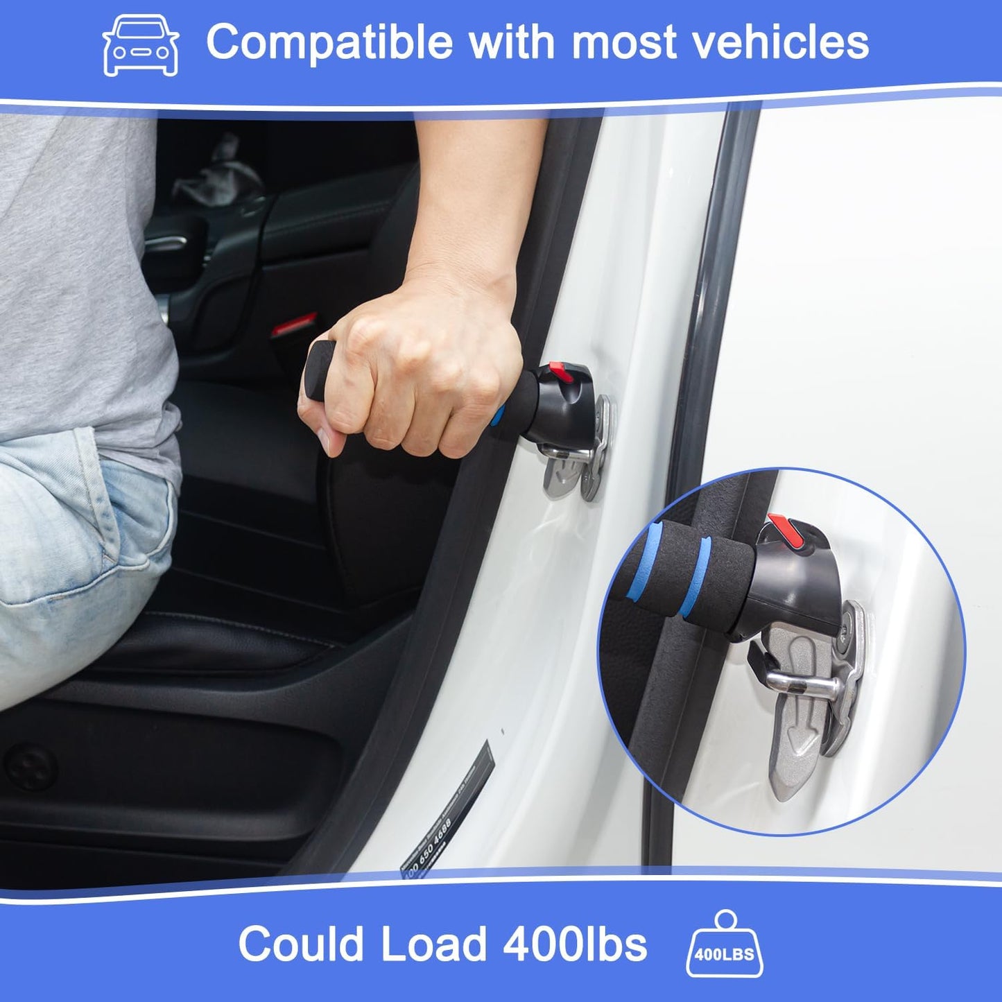 EVEME 2 Pack Car Door Handle for Elderly Car Handle Assist Support Multifunction Door Latch for Seniors and Handicapped