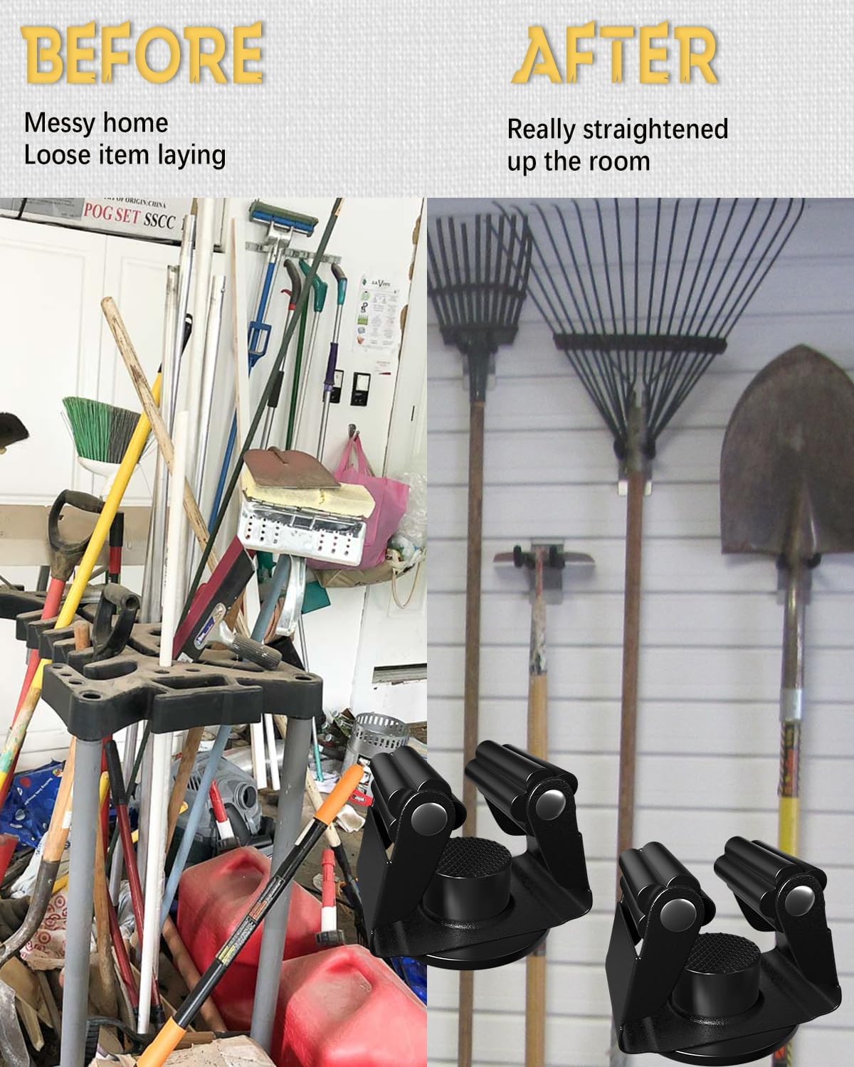 Magnetic Mop and Broom Holder, Broom Gripper Stainless Steel Mop Hanger Magnetic Broom Holder for Refrigerator, RV Camper Wall Organizer, Garage Kitchen Laundry Tools Organizer - 2 Pack/Gray…