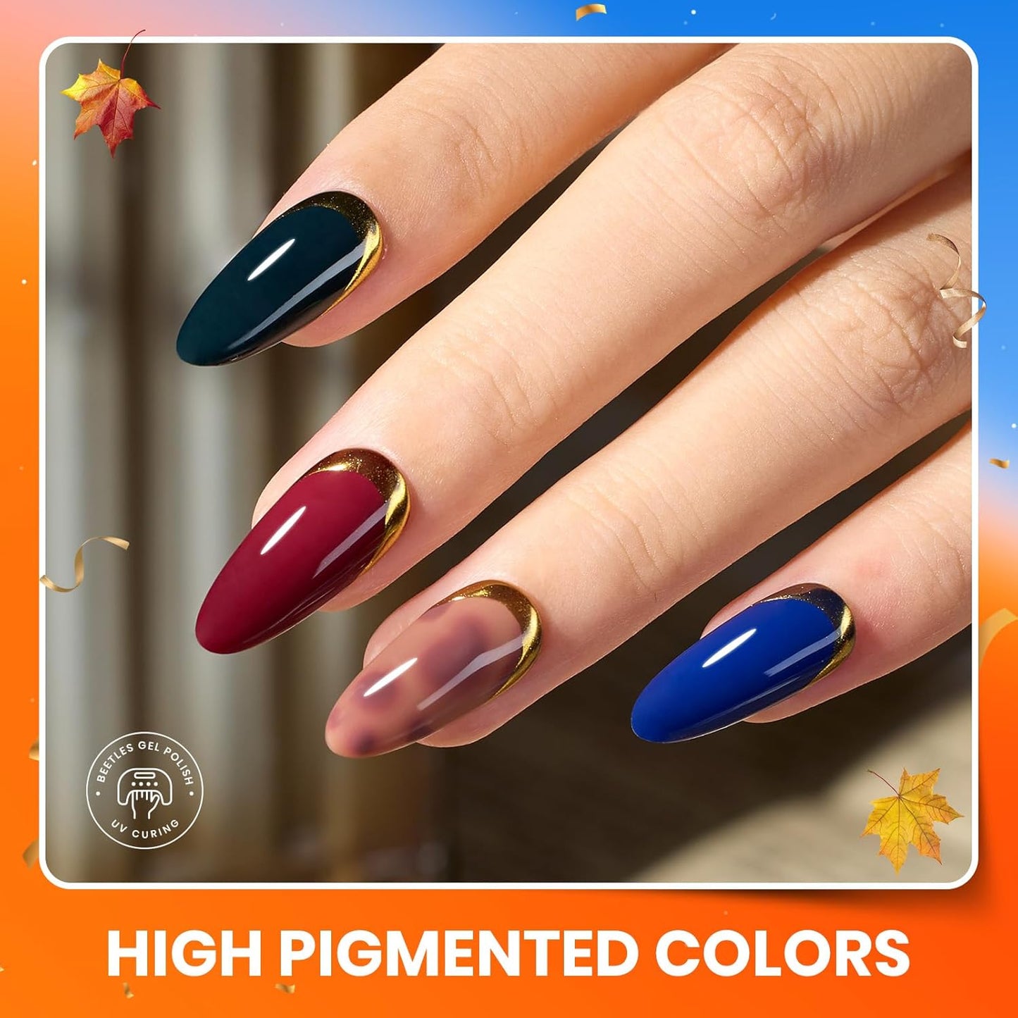 Beetles Gel Nail Polish Set Manhattan Collection 20 Colors Burgundy Red Brown Gold Champagne Glitter Fall Gel Polish Soak Off UV Glossy & Matte Top Base Coat Manhattan Collection Gifts for Women