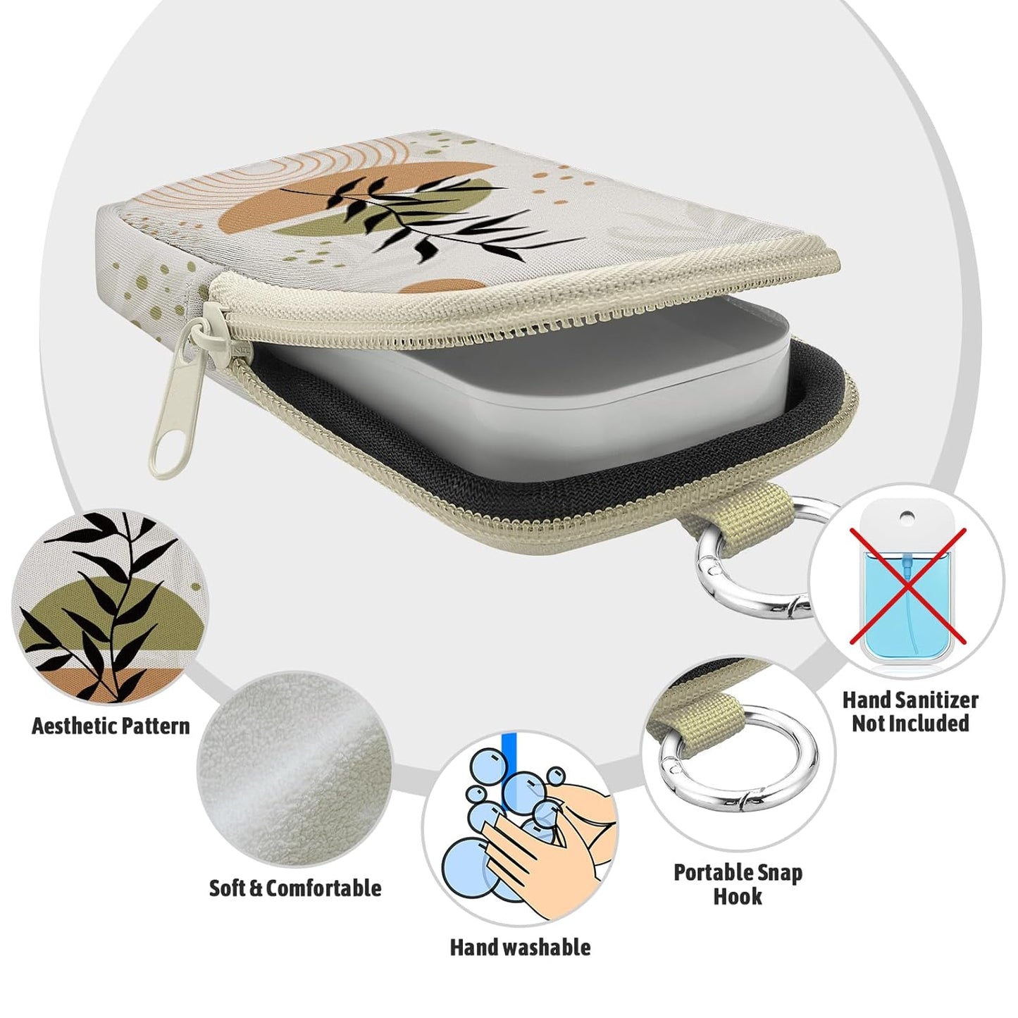 Cute Boho Hand Sanitizer Spray Case, Hand Sanitizer Holder Zippered Pouch, Fashion Accessory with Snap Hook for Glow Mist and Power Mist 1FL OZ