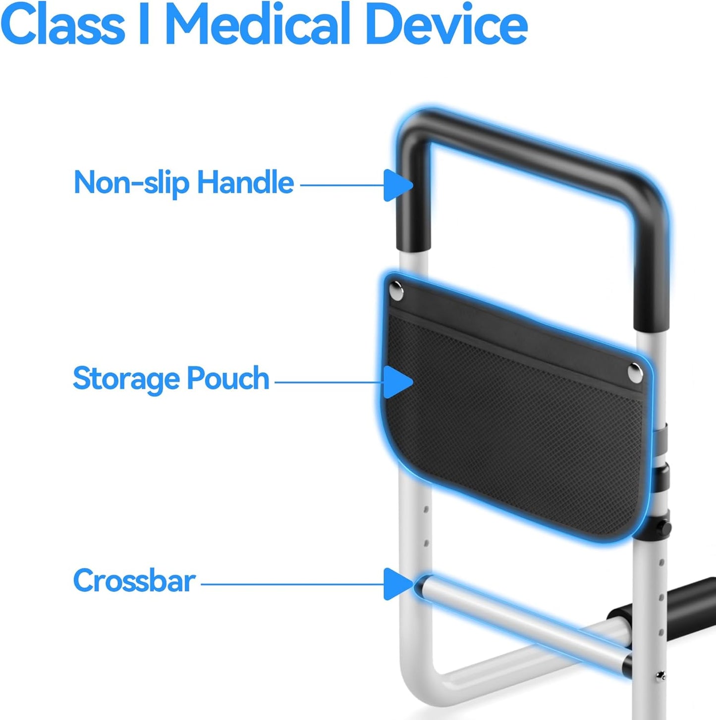 Adjustable Bed Rail for Elderly Adults: Bedside Support for Seniors, Fits King‑Queen‑Full‑Twin, Heavy-Duty Medical Device for Home and Hospital Use, 300 lb Capacity