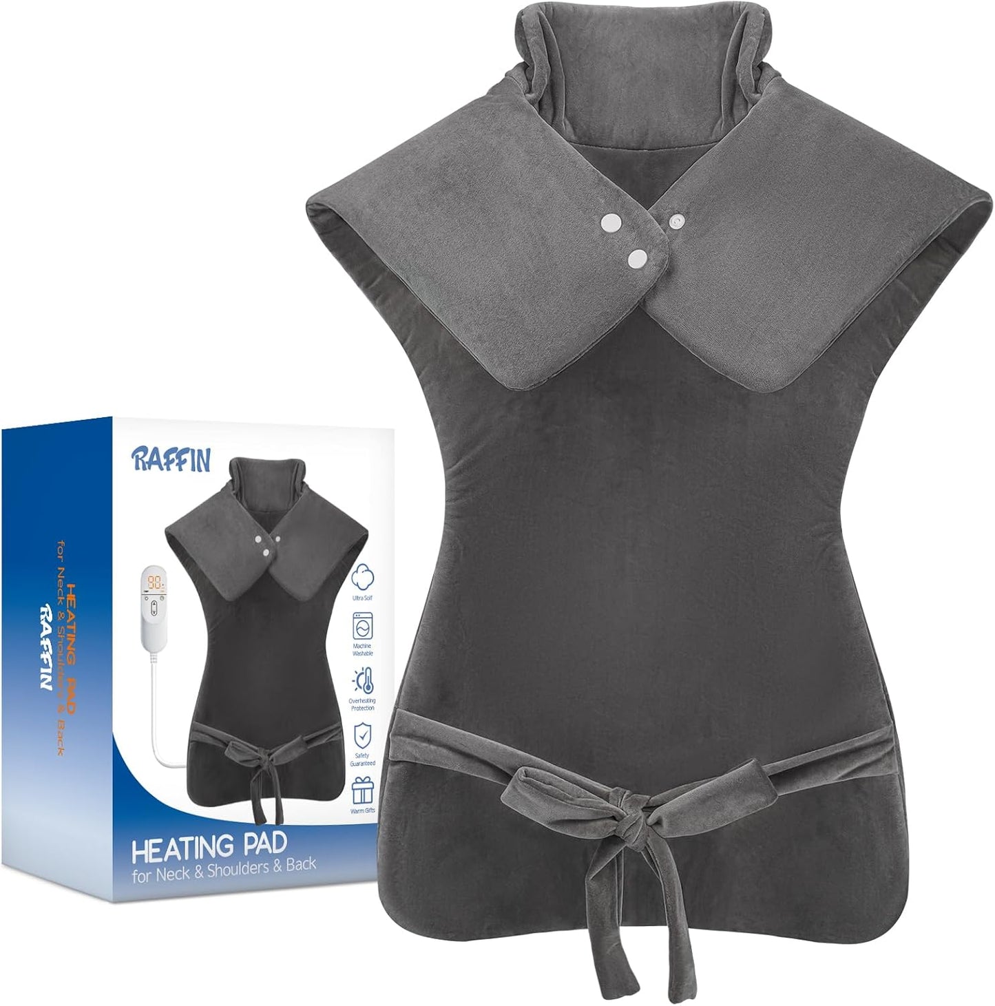 Heating Pad for Neck and Shoulders and Back Pain Relief, Electric Heat Pad for Full Body, Moist Dry Heat Options (Granite)