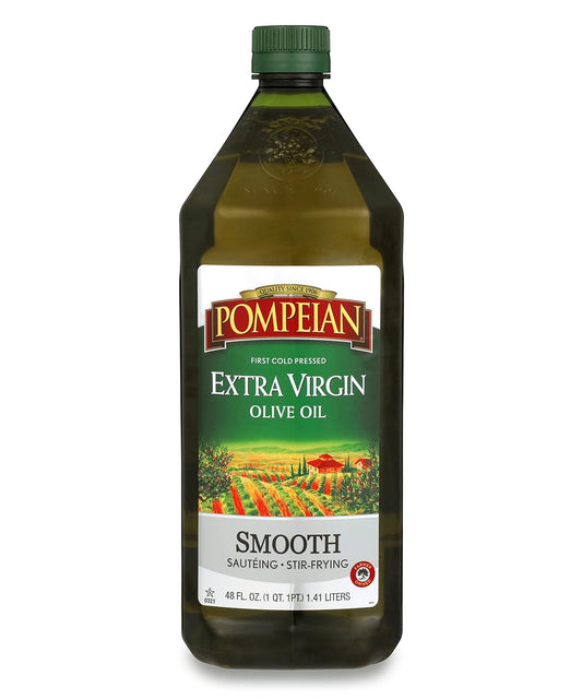 Pompeian Smooth Extra Virgin Olive Oil, Contains Polyphenols, First Cold Pressed, 48 Fl Oz